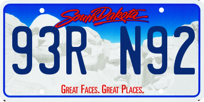 SD license plate 93RN92