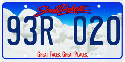 SD license plate 93RO20