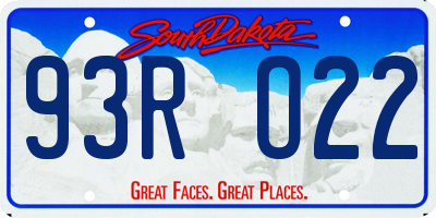 SD license plate 93RO22