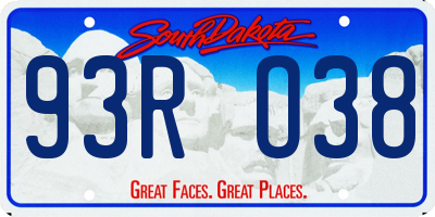 SD license plate 93RO38