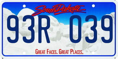 SD license plate 93RO39