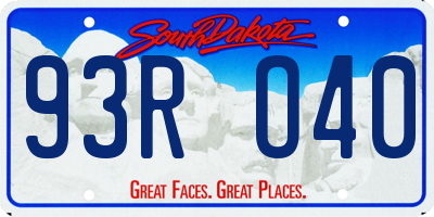 SD license plate 93RO40