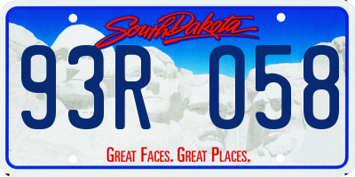 SD license plate 93RO58