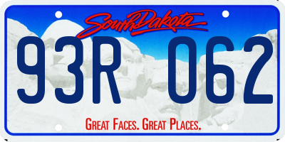 SD license plate 93RO62
