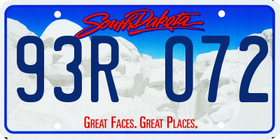 SD license plate 93RO72