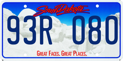 SD license plate 93RO80