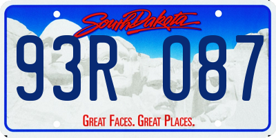 SD license plate 93RO87
