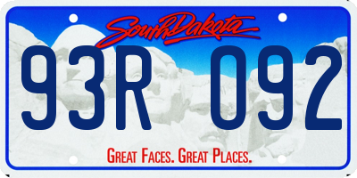 SD license plate 93RO92