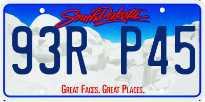 SD license plate 93RP45