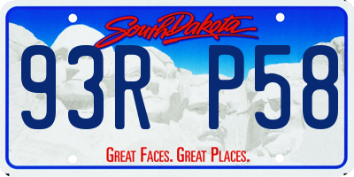 SD license plate 93RP58