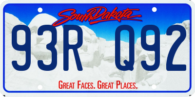SD license plate 93RQ92