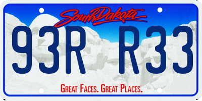 SD license plate 93RR33
