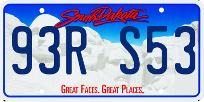 SD license plate 93RS53