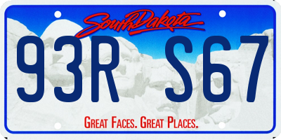 SD license plate 93RS67