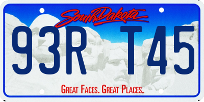 SD license plate 93RT45