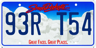 SD license plate 93RT54