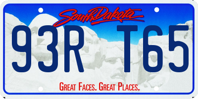 SD license plate 93RT65