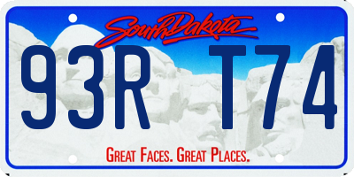 SD license plate 93RT74