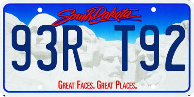 SD license plate 93RT92