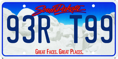 SD license plate 93RT99