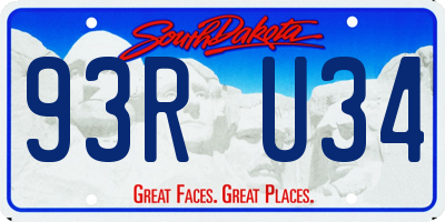 SD license plate 93RU34