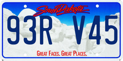 SD license plate 93RV45
