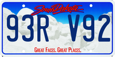 SD license plate 93RV92