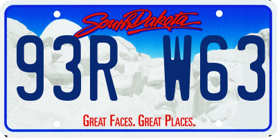 SD license plate 93RW63