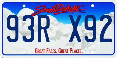 SD license plate 93RX92