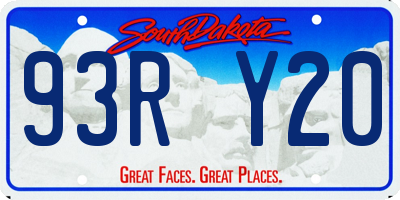 SD license plate 93RY20
