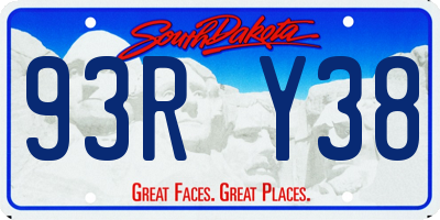 SD license plate 93RY38