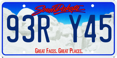 SD license plate 93RY45