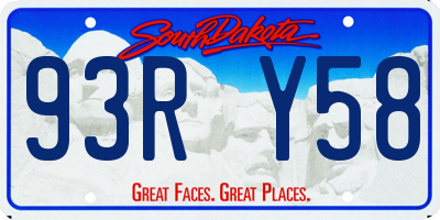 SD license plate 93RY58