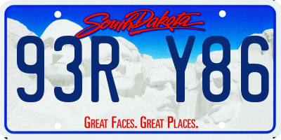 SD license plate 93RY86