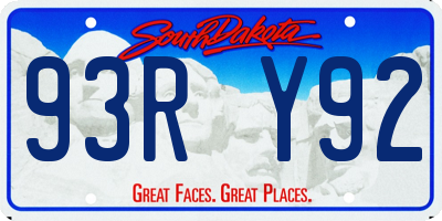 SD license plate 93RY92