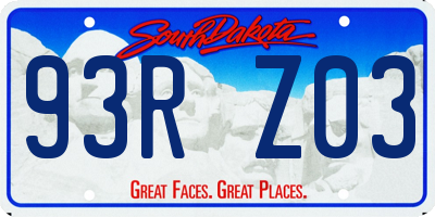 SD license plate 93RZ03
