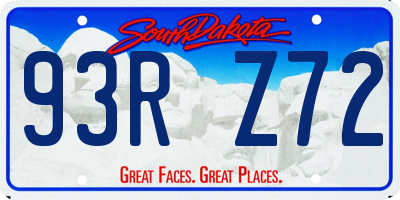 SD license plate 93RZ72