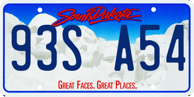 SD license plate 93SA54