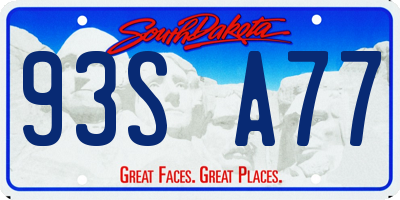 SD license plate 93SA77
