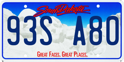 SD license plate 93SA80
