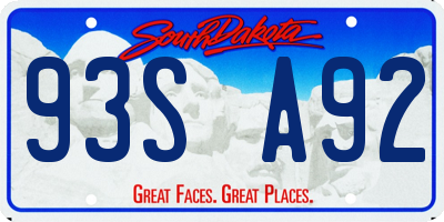 SD license plate 93SA92