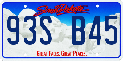 SD license plate 93SB45