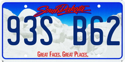 SD license plate 93SB62