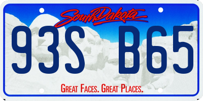 SD license plate 93SB65