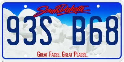 SD license plate 93SB68