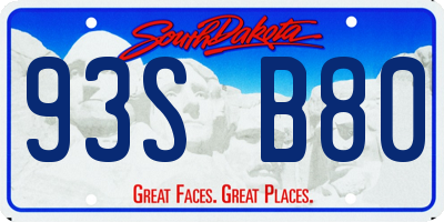 SD license plate 93SB80