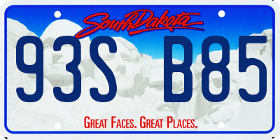 SD license plate 93SB85
