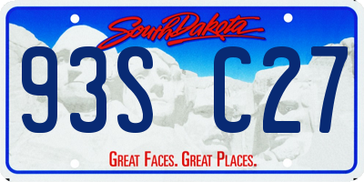 SD license plate 93SC27