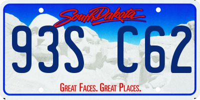 SD license plate 93SC62