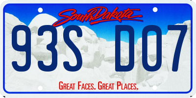 SD license plate 93SD07